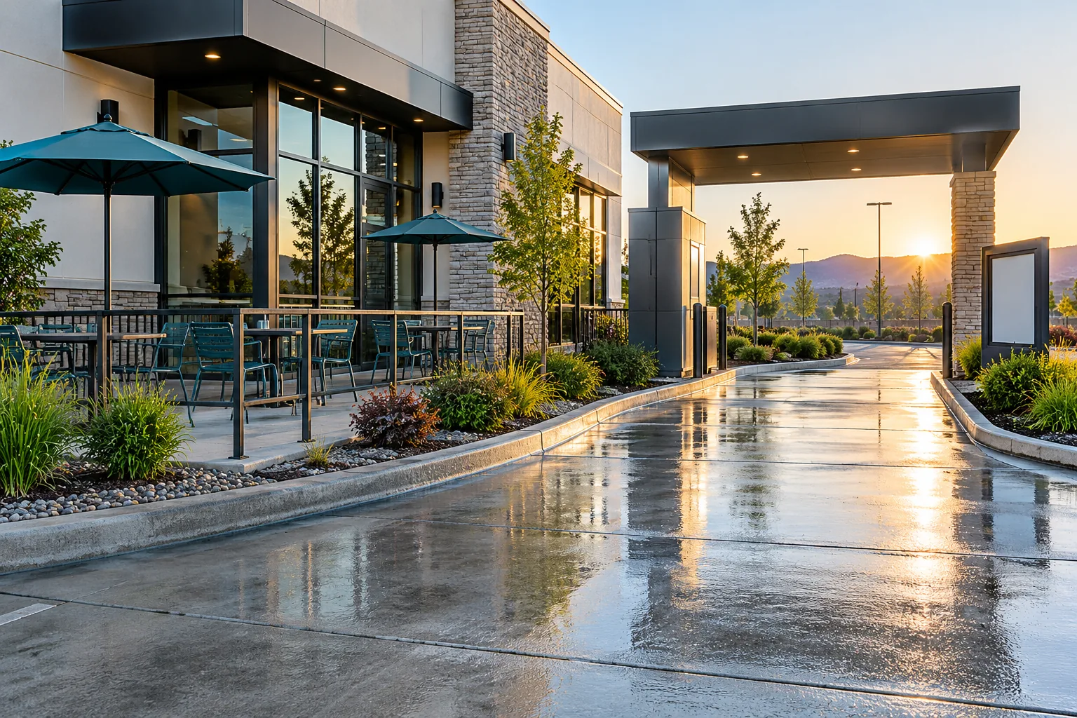 Restaurant and drive-thru exterior cleaning