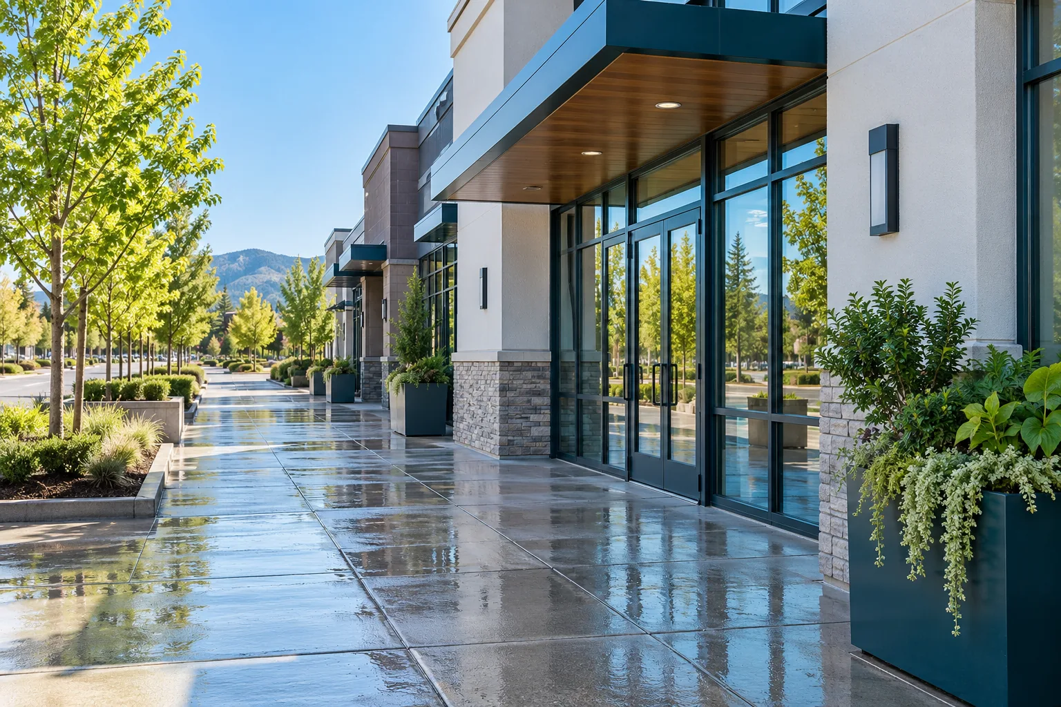 Clean commercial walkway in Fremont